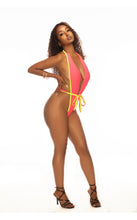 Load image into Gallery viewer, Pink/ Neon Green Vibrant Monokini
